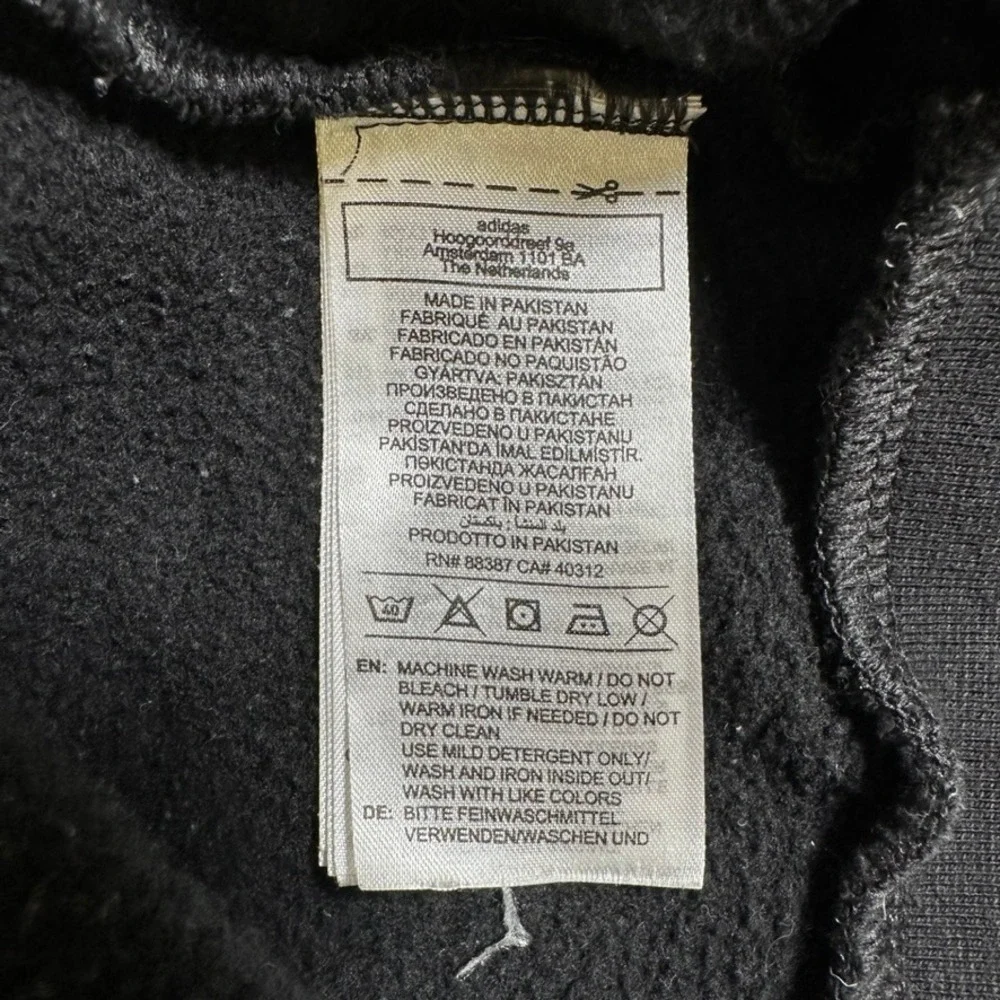 Adidas Mens Full Zip Hoodie Black Three Stripe Fleece Sweatshirt Small